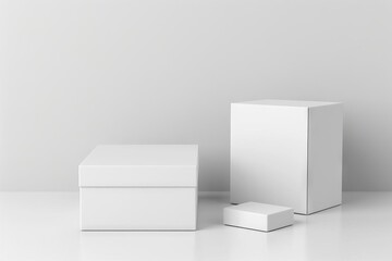 white cube product packaging box with lid blank cardboard mockup 3d rendering