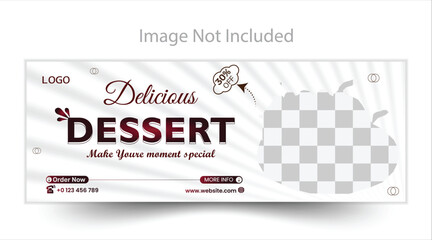 Chocolate cake Food promotional set of editable minimal fb cove template Social media post banner