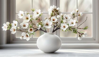 vase with beautiful white flowers