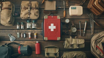 First aid is crucial for immediate medical care, offering assistance in emergencies through actions like bandaging, CPR, and assessing vital signs to stabilize injured individuals and prevent further  - obrazy, fototapety, plakaty