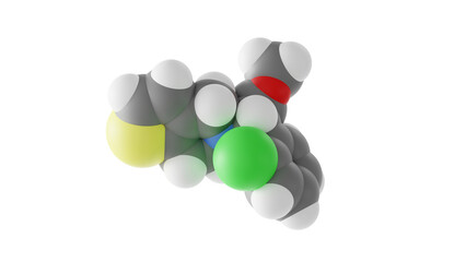 clopidogrel molecule, antiplatelet medication, molecular structure, isolated 3d model van der Waals