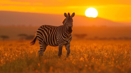 Zebras, which have thick black and white stripes. It is a symbol of the African savannah with a...