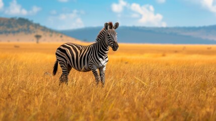 Zebras, which have thick black and white stripes. It is a symbol of the African savannah with a...
