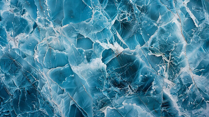 Azure blue marble with intricate veining, resembling a tranquil ocean. - obrazy, fototapety, plakaty