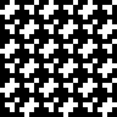 Figures, squares ornament. Folk wallpaper. Seamless pattern. Checks, shapes ornate. Embroidery background. Tribal motif. Ethnic mosaic. Digital paper, textile print, abstract illustration. Vector art.