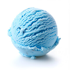 Single Scoop of Blue Ice Cream Against White Background