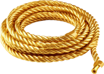 golden rope,rope made of gold isolated on white or transparent background,transparency
