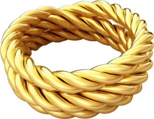 golden rope,rope made of gold isolated on white or transparent background,transparency