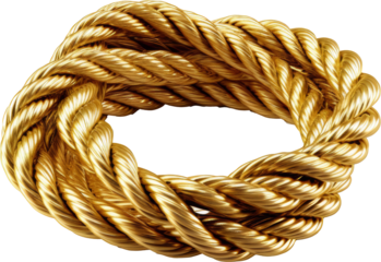 golden rope,rope made of gold isolated on white or transparent background,transparency