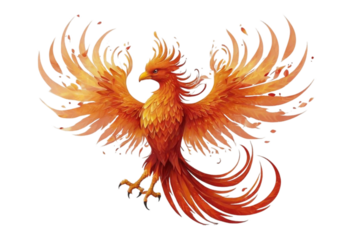 fire bird in the form of heart transparent background