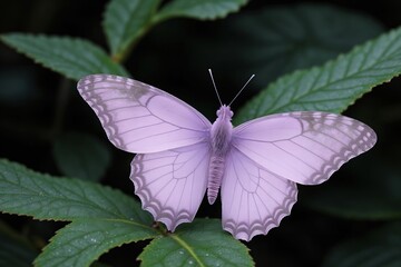 butterfly with purple body and black wings is sitting on a leaf - obrazy, fototapety, plakaty