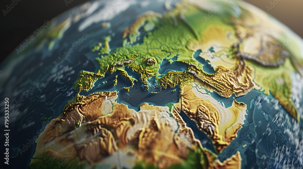 Poster globe or world map that can see many countries in which position they are with a background that has