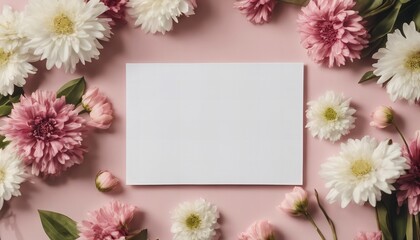 white card with a flowery border sits on a pink background