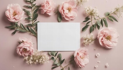white card with a pink flower on it