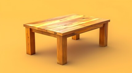 Craftsmanship on Display: An Isometric View of a Refined Wooden Coffee Table