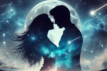 couple is shown in a dreamy