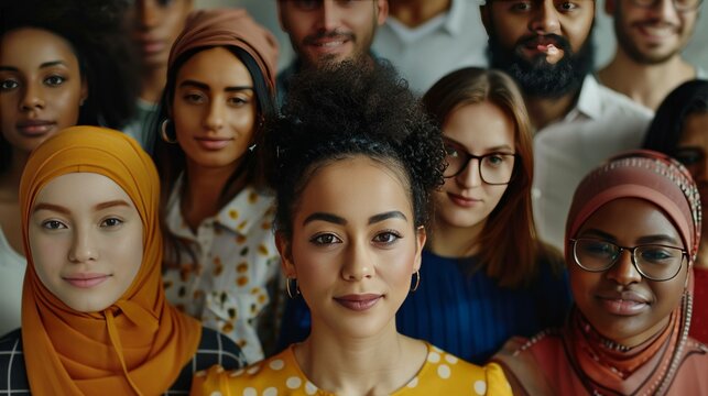 Illustrate the beauty of multiculturalism and inclusivity with images depicting a diverse group of people from different ethnicities and backgrounds, celebrating unity and diversity.