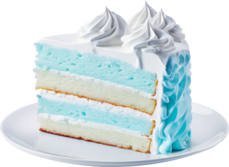sky blue vanilla layer cake isolated on white or transparent background,transparency