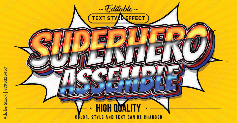 Poster editable text style effect - superhero text style theme.