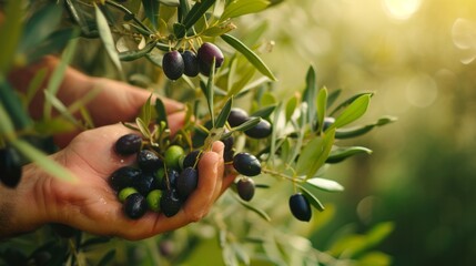 Growing olives harvest and producing vegetables cultivation. Concept of small eco green business organic farming gardening and healthy food - 795337092