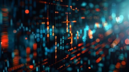 Streams of binary code cascade like rain in a digital world, portrayed in deep shades of blue to represent the flow of information in cyberspace.