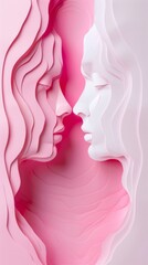Pink paper art symbolizing empathy and love in psychology. - obrazy, fototapety, plakaty