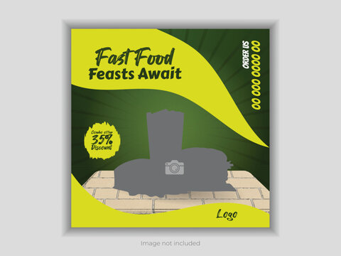 Food advertising on social media and template for Instagram, Facebook or any social media post