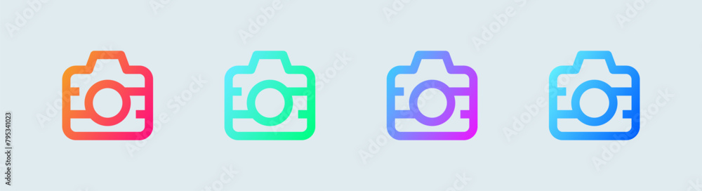 Poster camera line icon in gradient colors. capture buttons signs vector illustration.