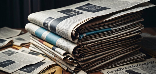 Stack of newspapers and magazines - obrazy, fototapety, plakaty