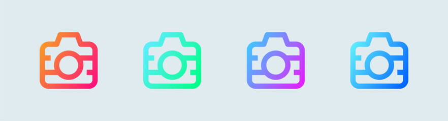 Fototapeta premium Camera line icon in gradient colors. Capture buttons signs vector illustration.