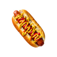 Hot dog with sauce and mustard on transparent background