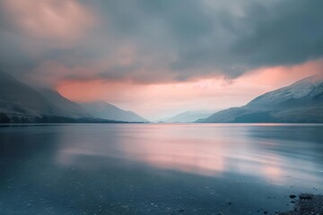 ethereal long exposure landscape with soft water and clouds fine art photography