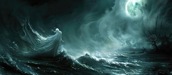 Ghostly Siren of the Deep Sea A Mythical Encounter in the Oceans Abyss