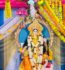 close image of godess saraswati