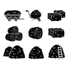 Set with hay silhouette symbol. vector © irina