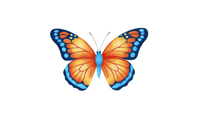 This stunning digital art captures an orange butterfly with blue spots, symbolizing transformation and beauty