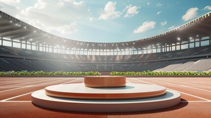 Sport-themed podium in a stadium