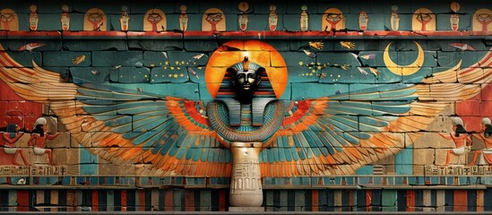 Ancient Egypt Art Concept Wall with Vivid Colors and Magical Wallpaper