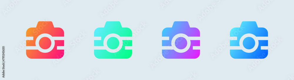 Poster camera solid icon in gradient colors. capture buttons signs vector illustration.