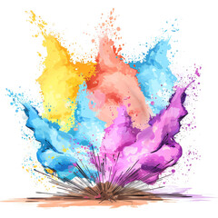 powder party with a cute  illustration of colored powder exploding in a playful display against a white background.