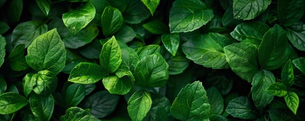 Full frame shot of lush, fresh green leaves, creating a vibrant nature background. - Powered by Adobe