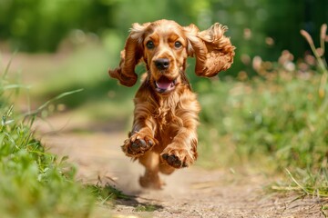 Energetic English Cocker Spaniel with silky coat and playful demeanor, perfect for sporty and active designs