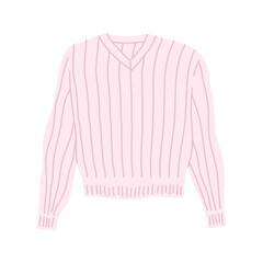 Obraz premium Cartoon Clothes Male Striped Jumper Concept Flat Design Style Isolated on a White Background. Vector illustration