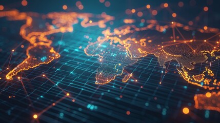 Global network connection. World map point and line composition concept of global business.