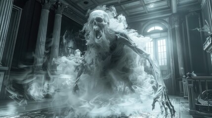 Ghostly Chimera Wandering in a Realm of Myth - obrazy, fototapety, plakaty