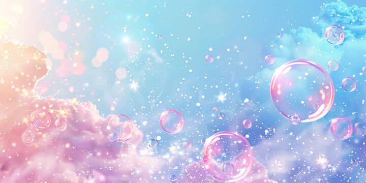a collection of water bubbles in a purple air background, bubbles floating on the surface of the water.purple water bubles close up	
