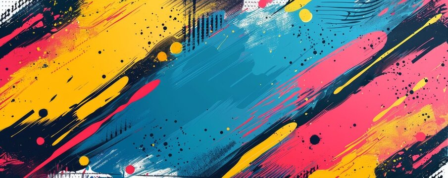 Fototapeta Graffiti pop art background on the wall abstract colorful pattern wallpaper art.