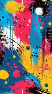 Fototapeta Graffiti pop art background on the wall abstract colorful pattern wallpaper art.