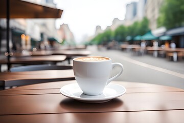 Morning coffee cup at cafe