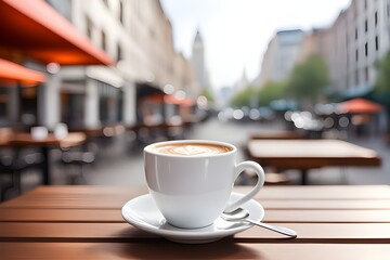 Morning coffee cup at cafe